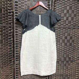 J. Crew black and white linen dress sizes smal natural fibers